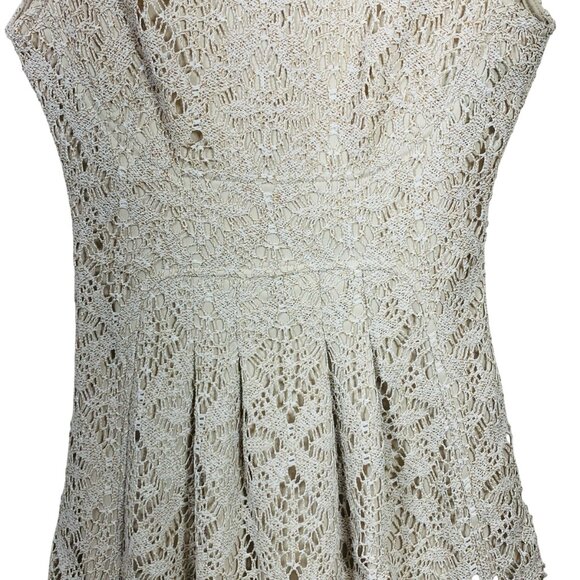 party dress  sz 4 dress beige lace /crochet sleeveless fit & flare  DB - Picture 13 of 14